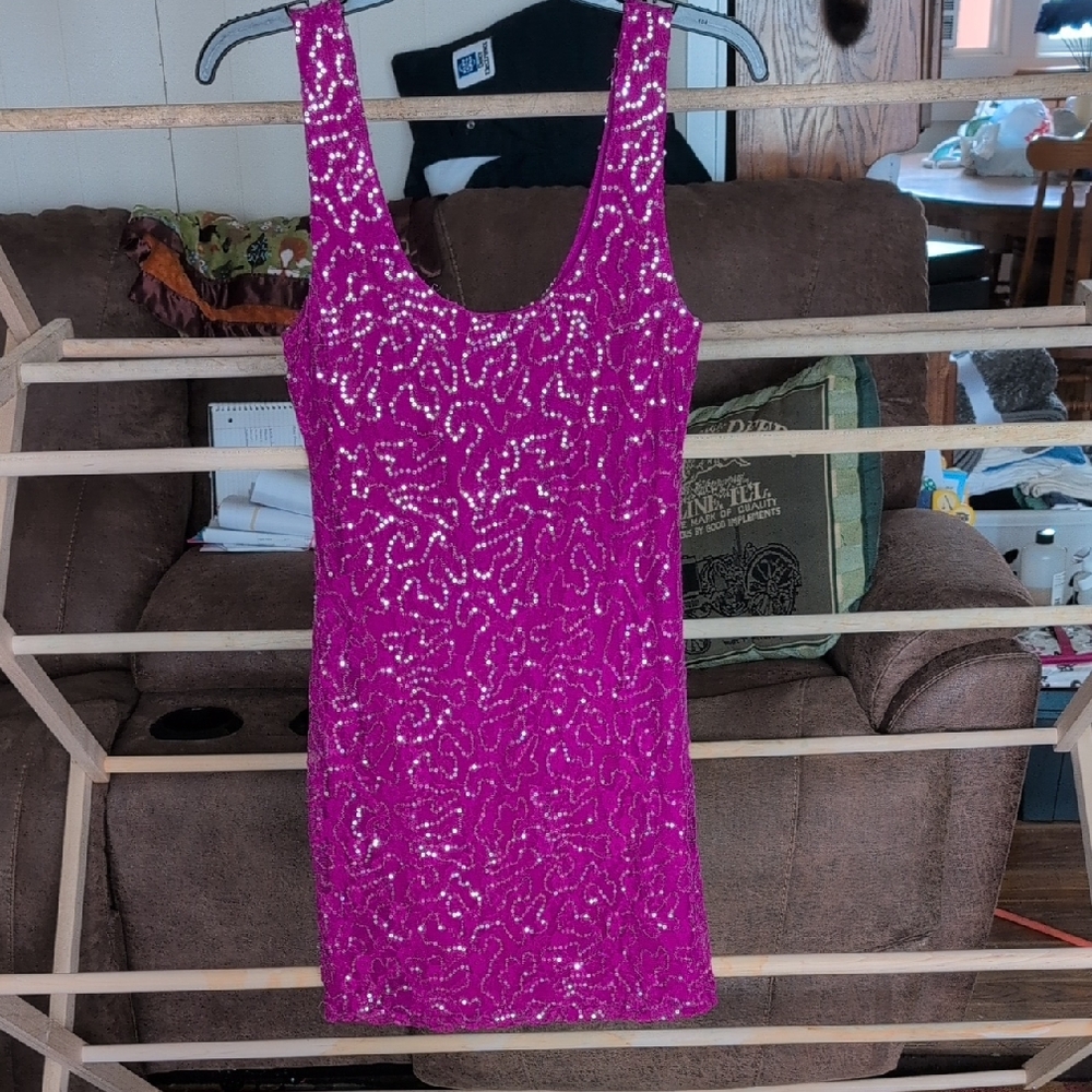 Lily Rose Pink Sequin Sleeveless Dress